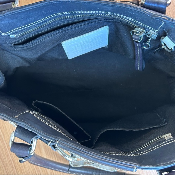 Coach Hampton pebble Leather white Carryall Satchel Braid - Picture 5 of 7